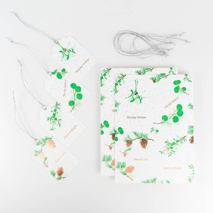Gift Tag: Holiday Vegetation Hang Tag (Set of 8) for wholesale by Porchlight Press Letterpress