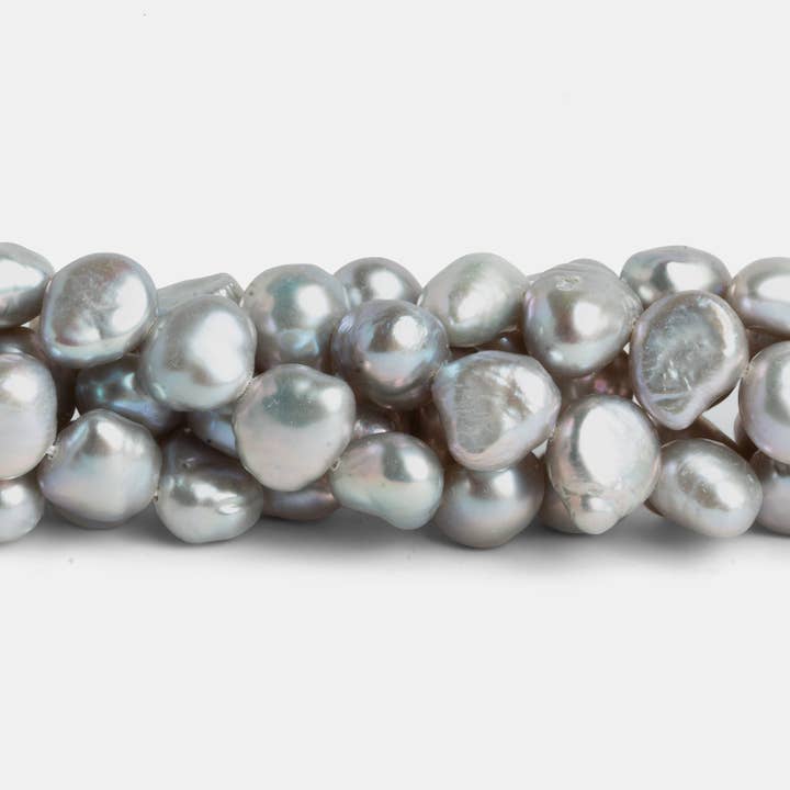 Perlas barrocas plateadas de 8x7 mm, 15 pulgadas, 51 cuentas para venta al por mayor de The Bead Traders