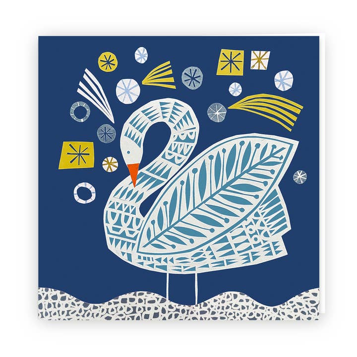 papercut swan christmas card for wholesale by Clare Youngs