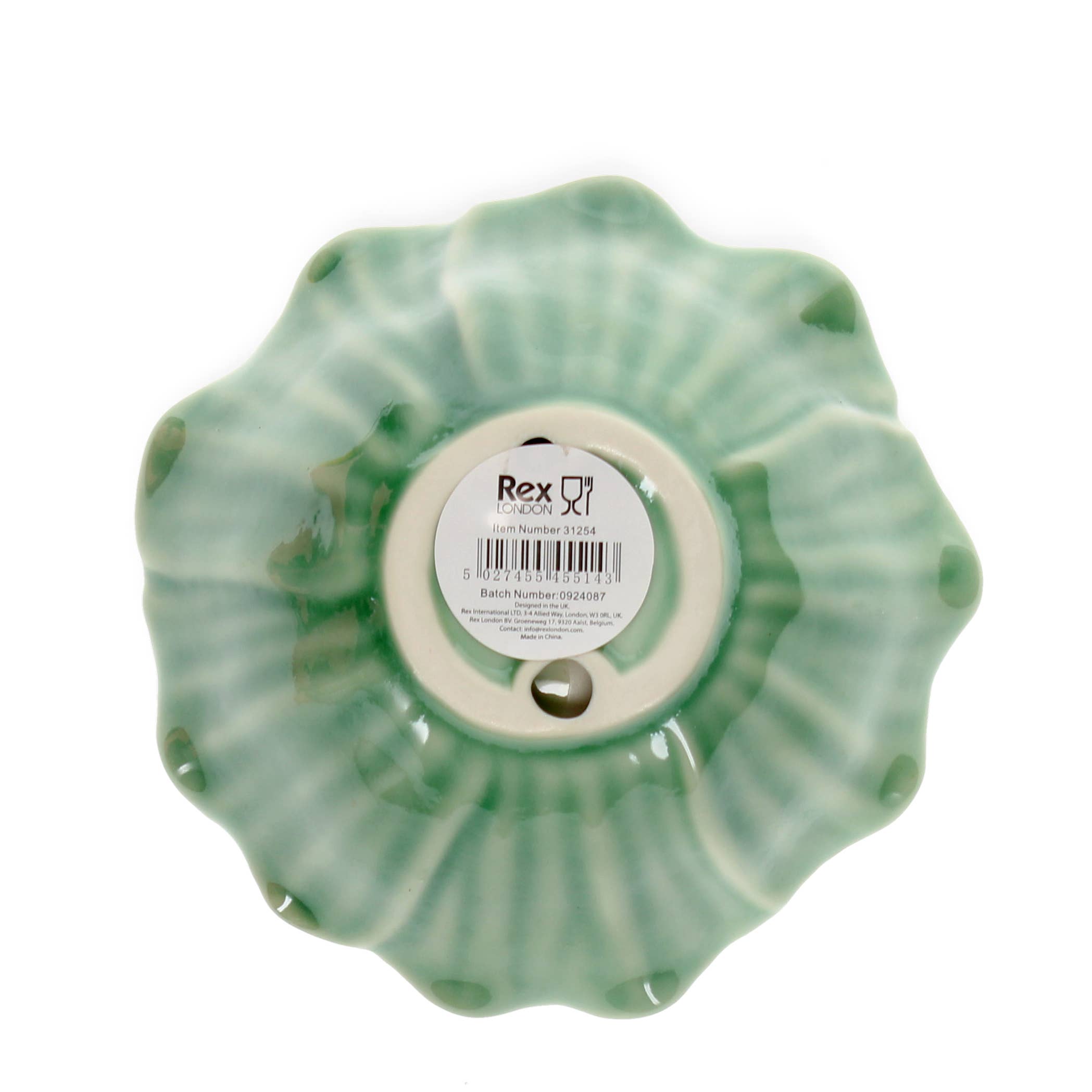 Rex B2B - UK – wholesale Condiment/dip bowl – Ceramic flower bowl 13cm - Green2