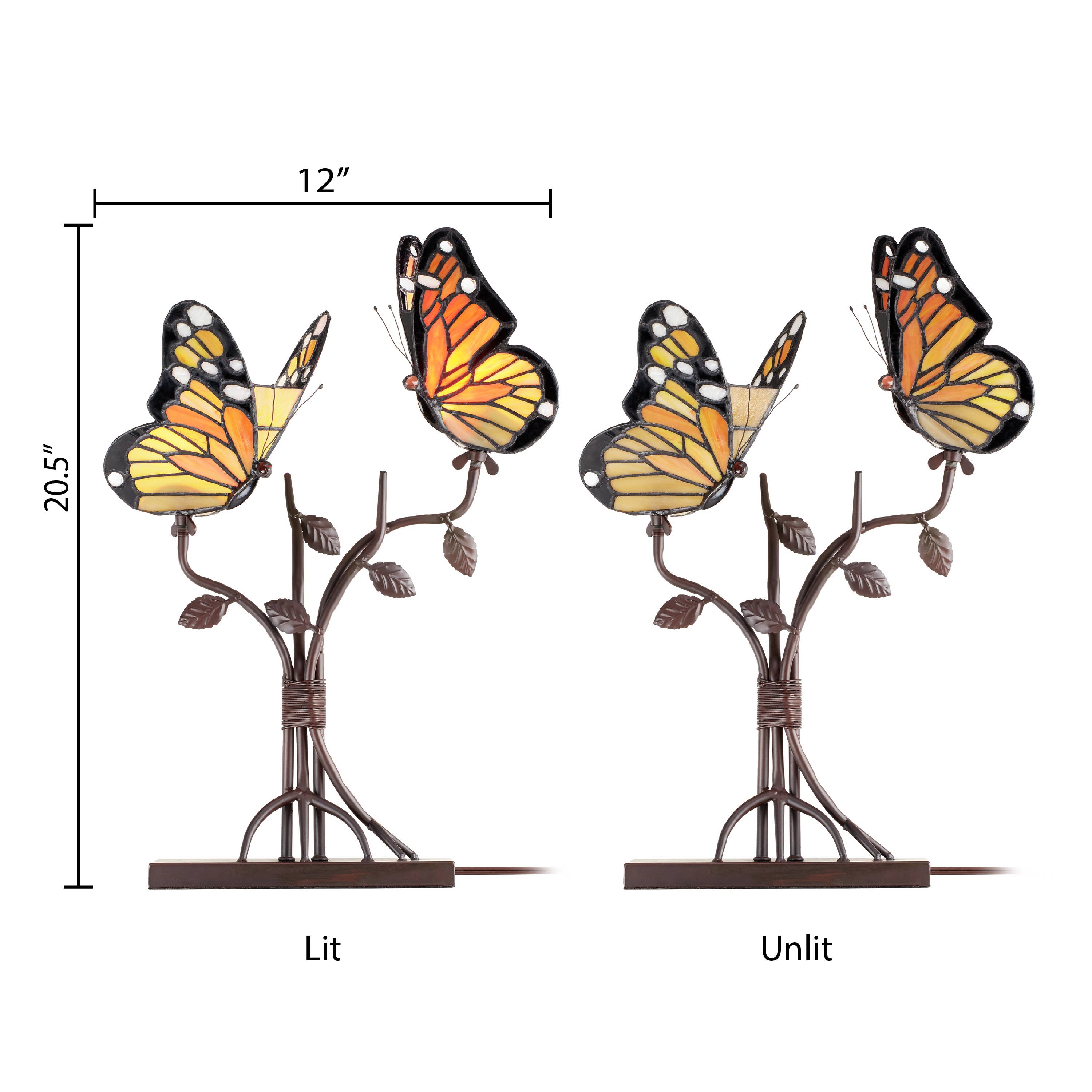 River of Goods - Vente Lampes d'appoint/de bureau - Lampe de table papillon en vitrail Amelia 20,5"H2