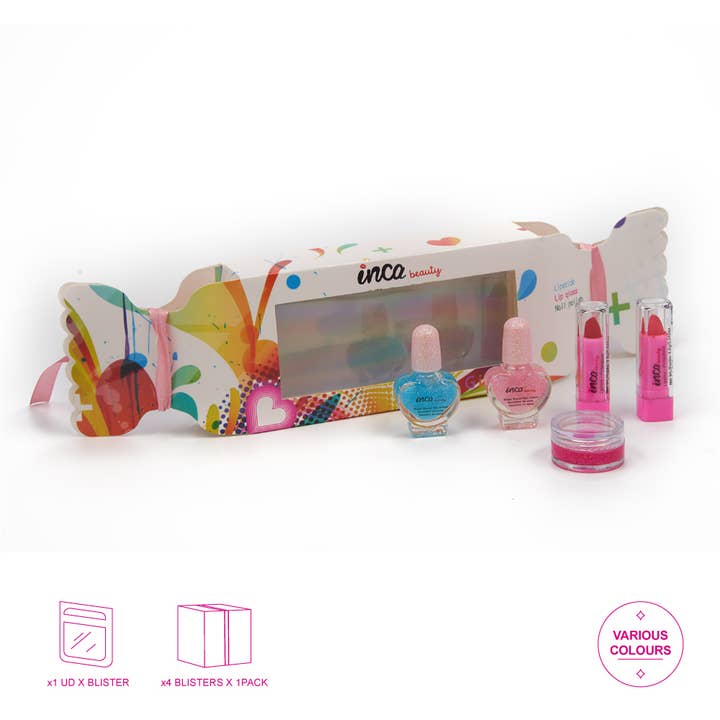 IKILIFE S.L - Wholesale Kids Makeup - Kids - Caramel Makeup Set - 1 Gloss, 2 Lipsticks and 2 Nail Polish1