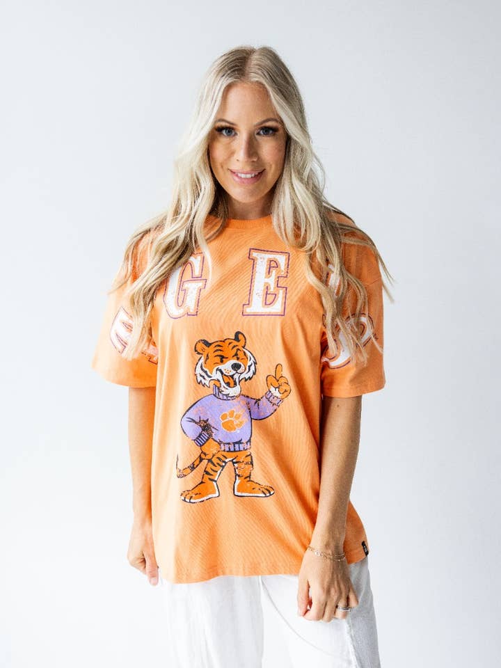 Clemson Southern Split Oversized Band Tee for wholesale by Gameday Social Apparel Co.®