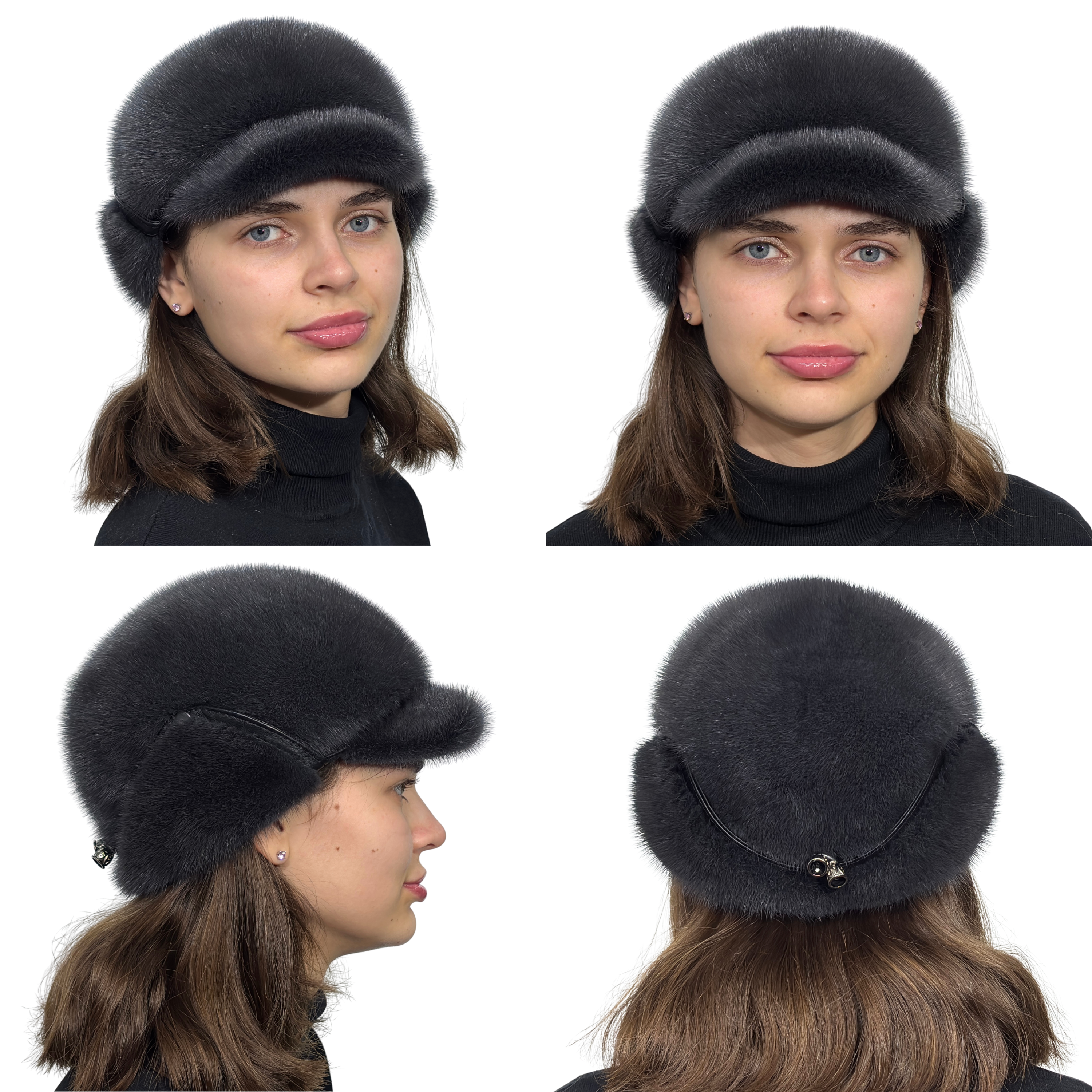 FurStyleUa - Vente Béret – femme - Chapeau en fourrure de vison pour femme, chapeau d'hiver en fourrure russe, véritable chapeau en fourrure.15