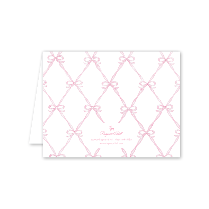 Dogwood Hill - Wholesale Baby Card - Rattle and Bow Pink2