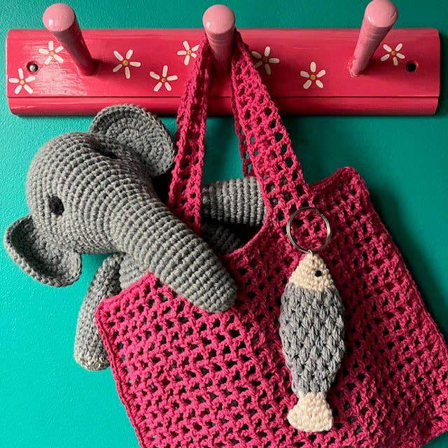 Luna-Leena - Wholesale Keychain - Women's - keychain fish grey - organic cotton hand crochet