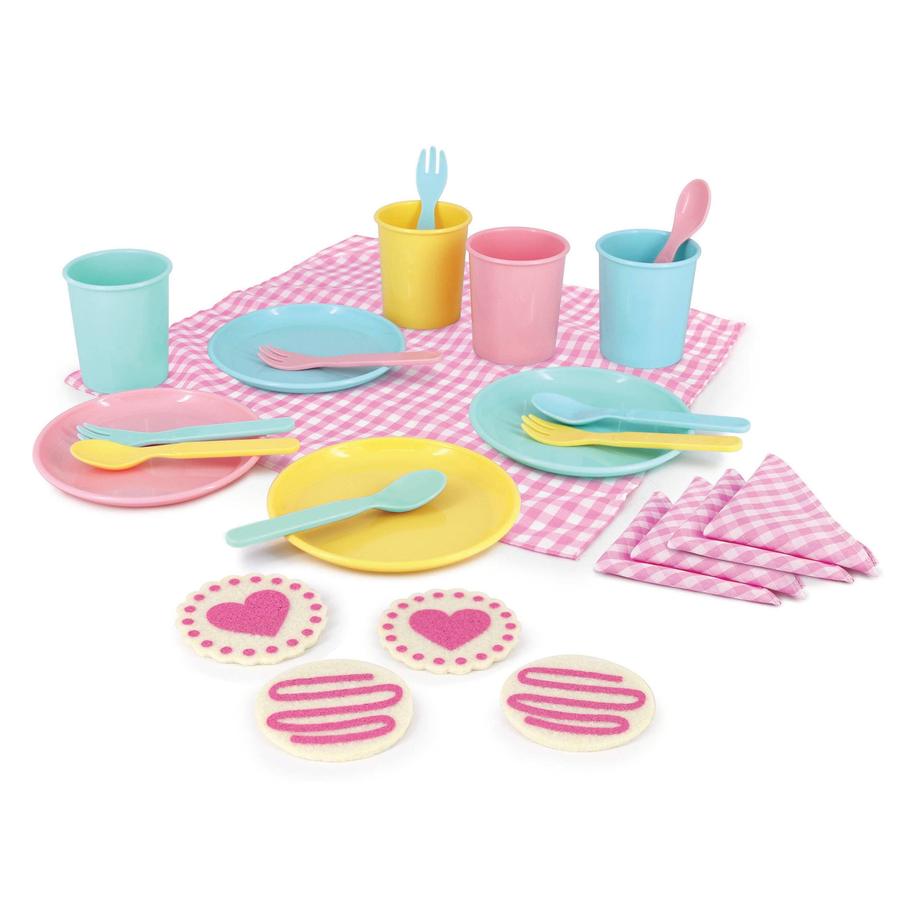 Bright Stripes - Wholesale Picnic Basket - Deluxe Picnic Set 25 Pieces in Carry Case- Pastel3