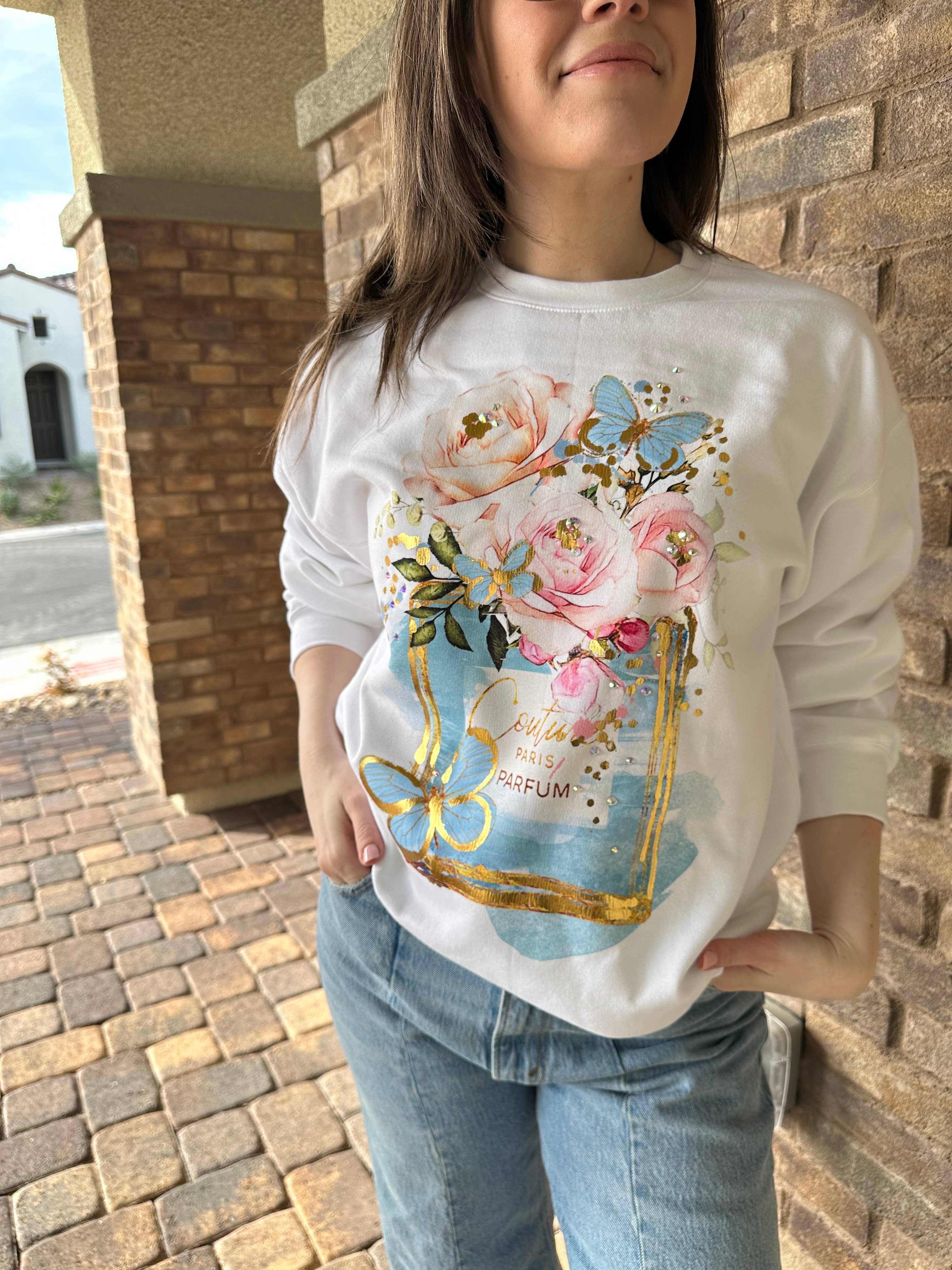 By Jodi LLC - Venta al por mayor Sudadera estampada - Mujer - Camiseta gráfica de perfume azul, camiseta, sudadera2