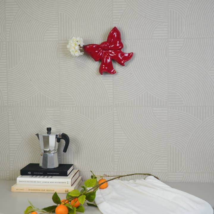 Housevitamin bv - Vente Décoration murale - Vase mural- Vase mural arc- Céramique- Rouge- 19x18,5x5,5 cm4