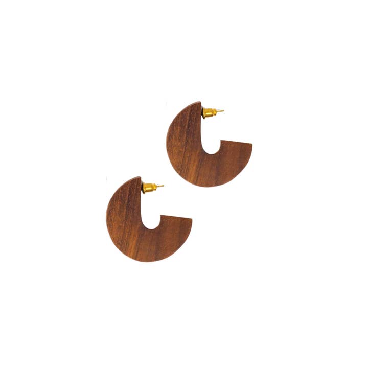 Rover & Kin - Wholesale Dangle Earrings - Wood Disc Earrings - Teak Wood