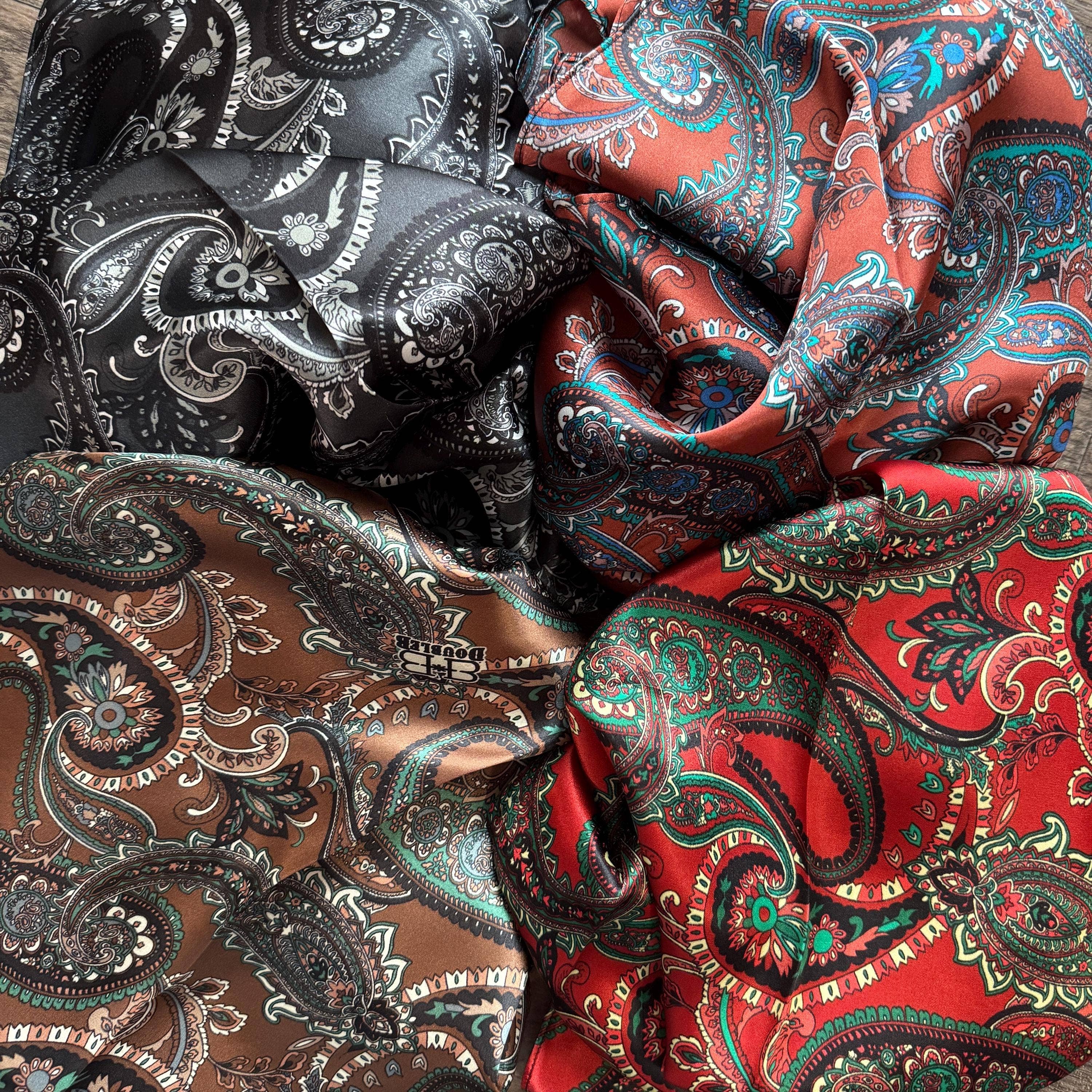 Double B Wild Rags - Venta al por mayor Bufanda - Mujer - 100% Seda Pañuelo Salvaje Clásico Cachemira Rojo Marrón Rosa Negro Púrpura Azul de Double B Wild Rags3