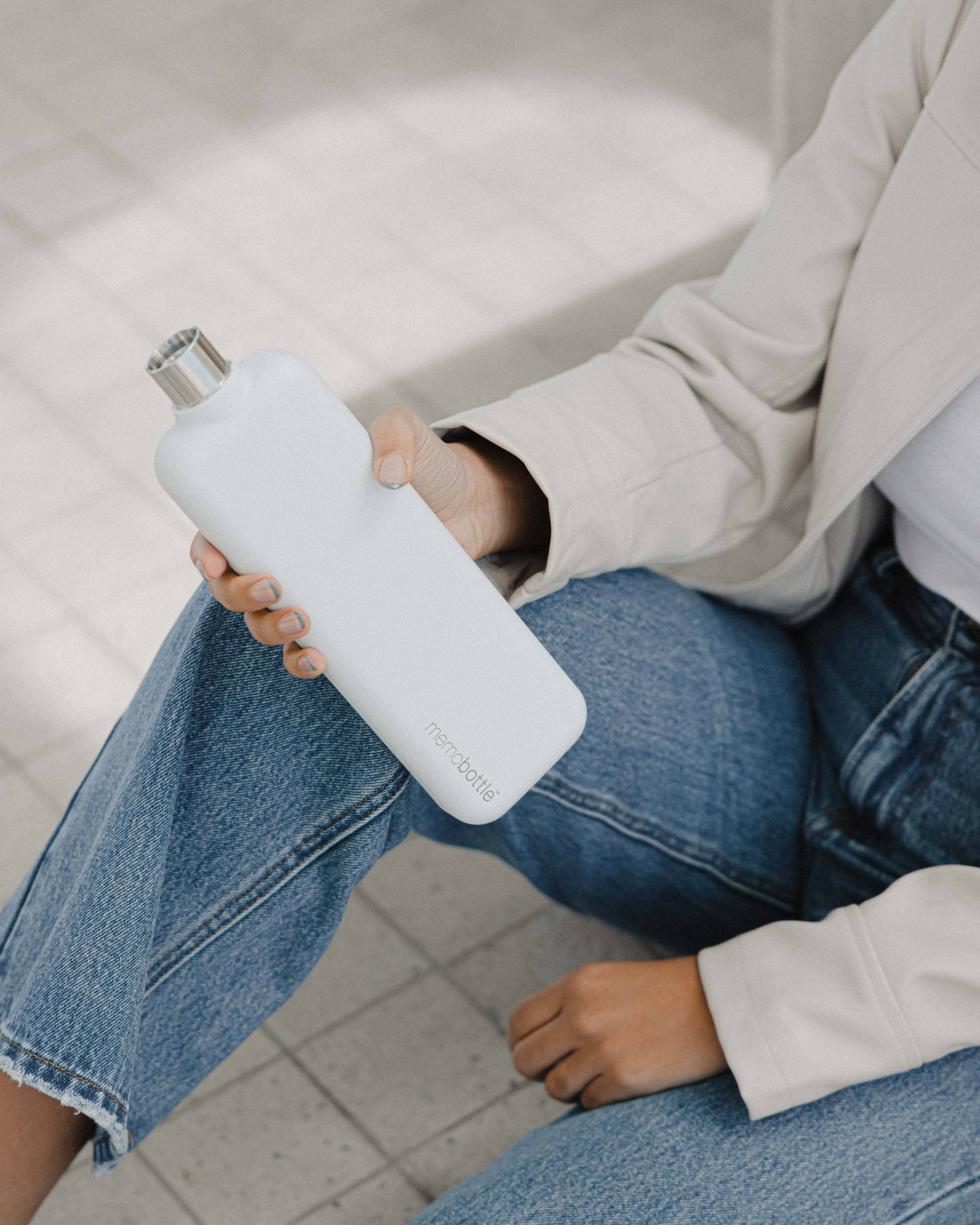 memobottle - Wholesale Water Bottle - Slim memobottle (Stainless Steel) - White2