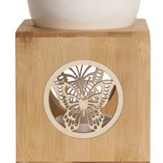 Zen Bamboo Butterfly Tea Light Burner for wholesale by Scentnifique
