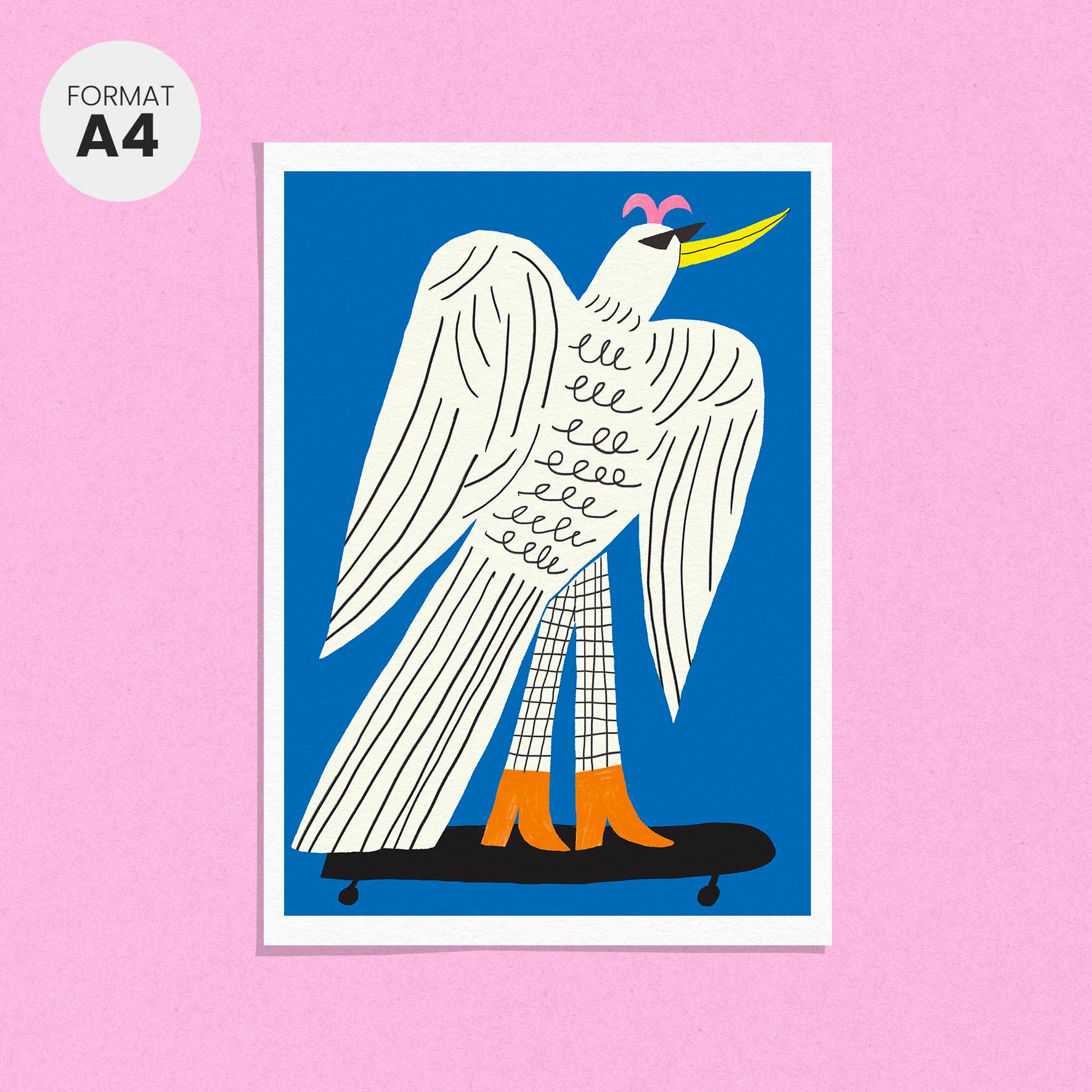 Dans Les Dents - Wholesale Poster - A4 POSTER - THE SKATER BIRD - A4080