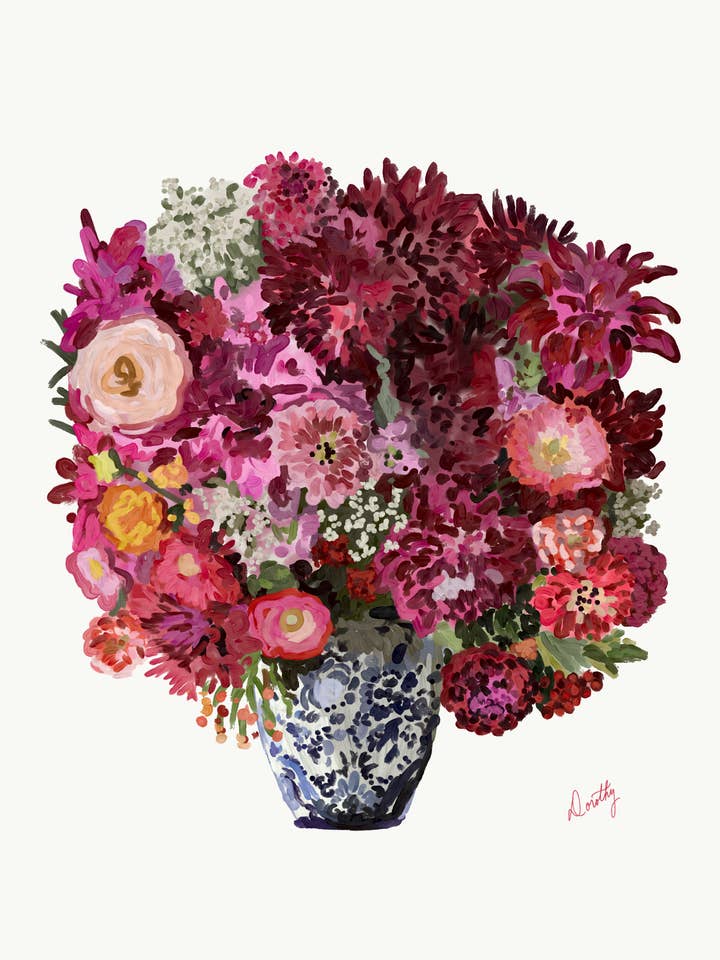 Summer Brights Floral Blue and White for wholesale by Dorothy Art