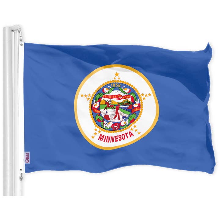 G128 Minnesota MN State Flag | 3x5 Ft | LiteWeave Pro Series Printed 150D Polyester | Indoor/Outdoor, Vibrant Colors, Brass Grommets, Thicker and More Durable Than 100D 75D Polyester for wholesale by G128