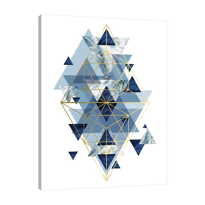 Navy Gold Geometric Gallery Wrapped Canvas for wholesale by Jaxson Rea