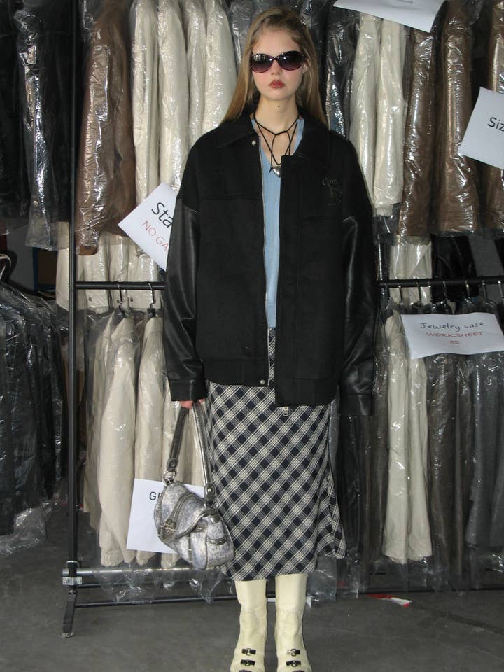 Spliced Faux leather Jacket for wholesale by Prod Bldg