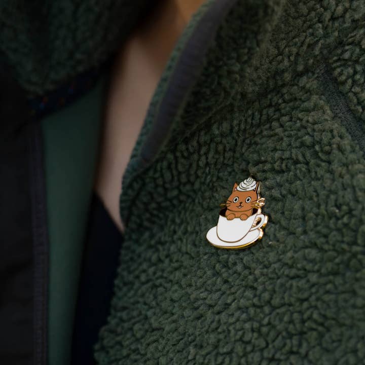 Happily Plants - Wholesale Lapel Pin/Button - I Love You A Latte Cat Pin:The Purr-fect Coffee Gift2