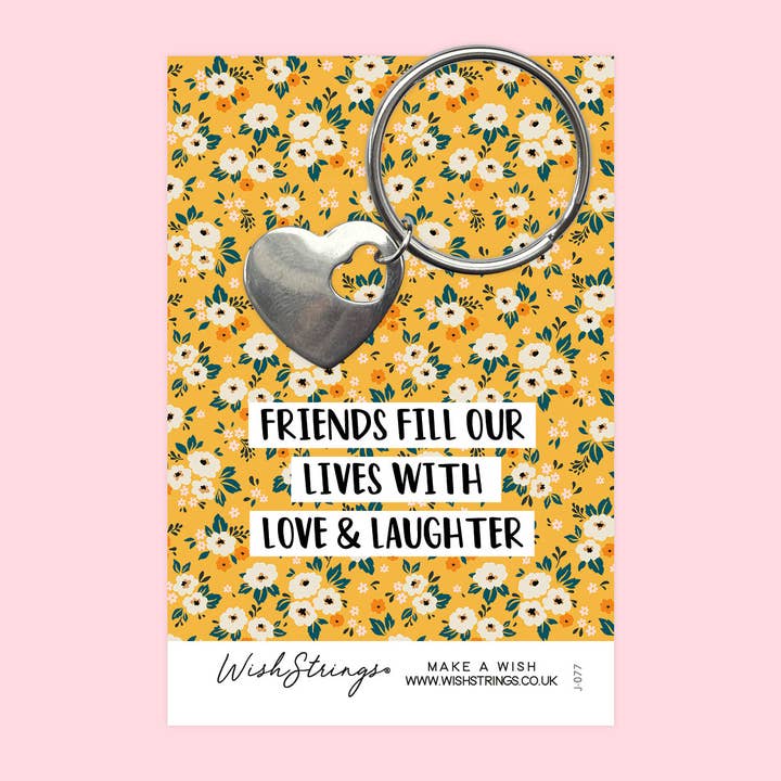 FRIENDS LOVE & LAUGHTER - Heart Keyring - J077-KR for wholesale by WishStrings