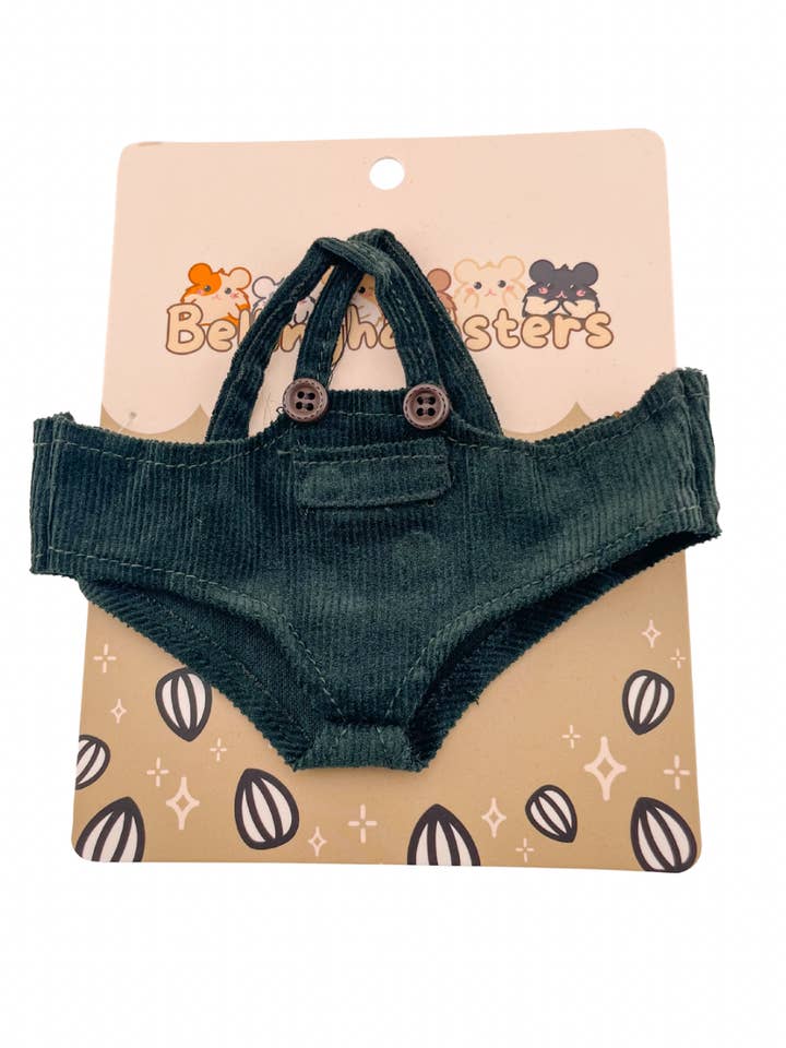 Green Corduroy Overalls - Plushie Accessories for wholesale by The Bellinghamsters