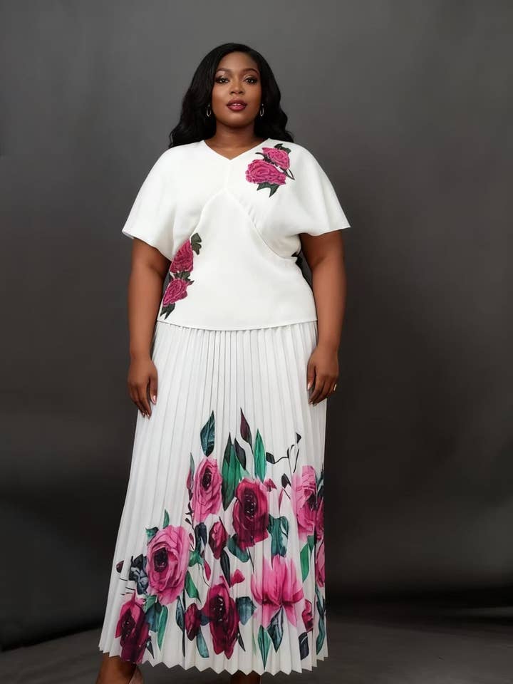 Set Gonna Pieghettata Eleganza Botanica - 83025 per la vendita all'ingrosso da parte di For Her NYC