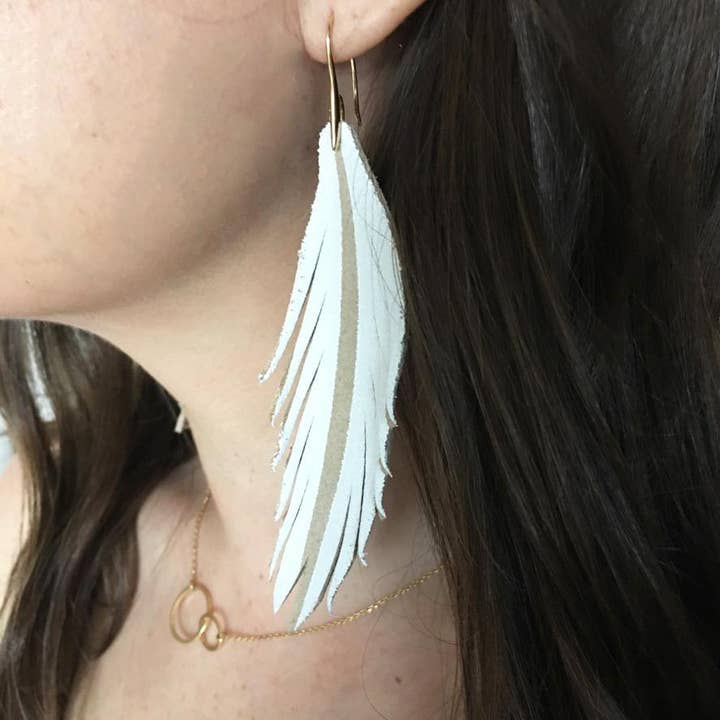 The Supply Society - Wholesale Dangle Earrings - Short Feather Leather Earrings - Painted Dark Brown Suede1