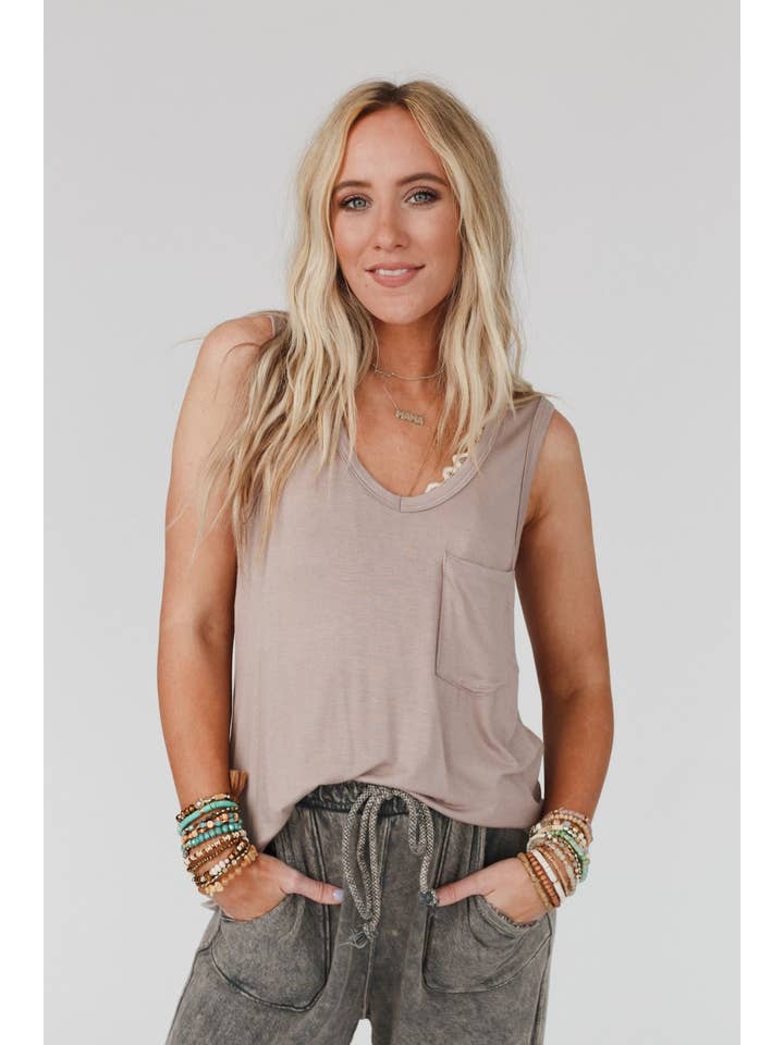 Three Bird Nest - Vente Débardeur – femme - Débardeur Shelli à encolure dégagée - Dark Moka