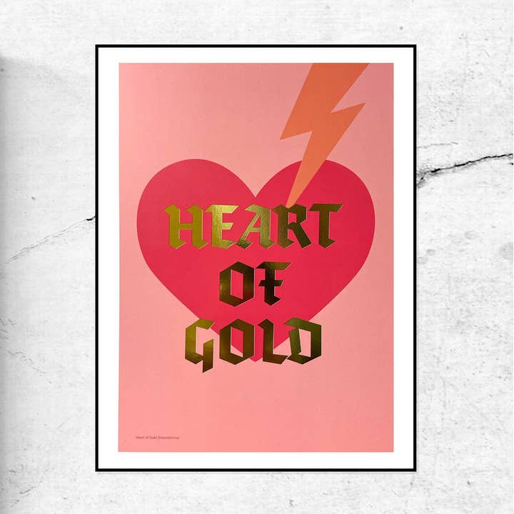 Heart of Gold - Gold Foil Print for wholesale by DOODLE MOO LTD