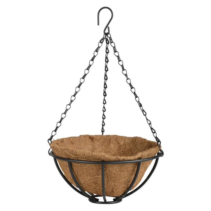 10" Hanging Basket, Carbon Steel, Black - Small for wholesale by Esschert Design USA