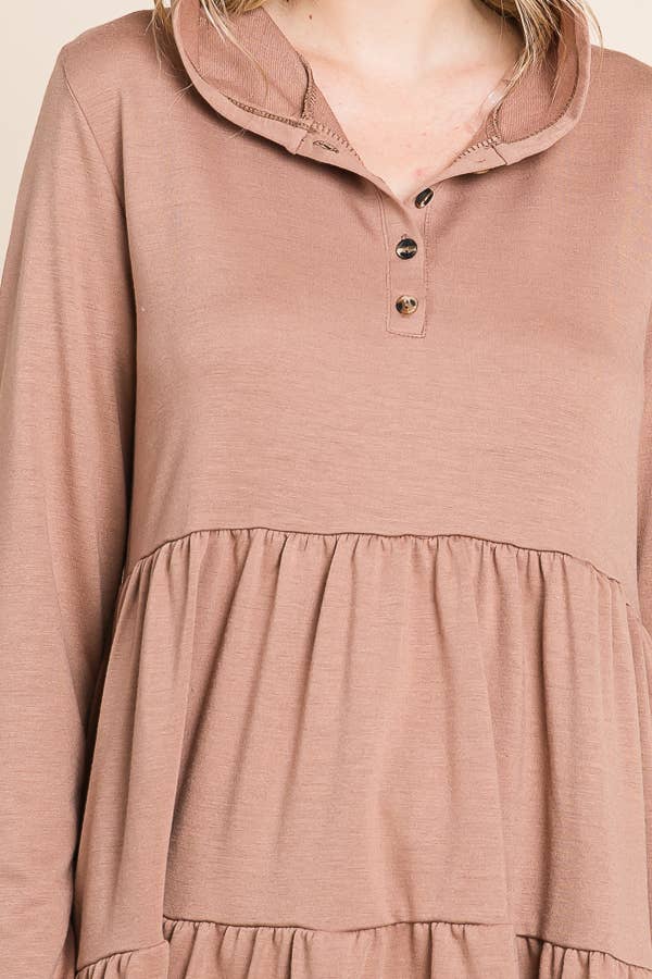 Culture Code - Wholesale Tunic - Women's - CFD1150LA - HOODIE SHIRRING LONG SLEEVE DRESS1