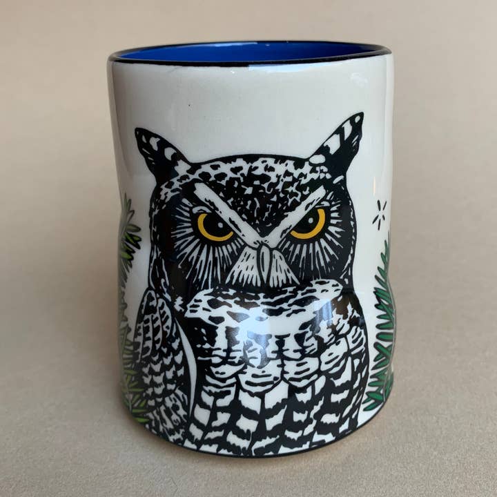 Lucky Great Horned Owl Cup - XLarge for wholesale by The Bowl Maker