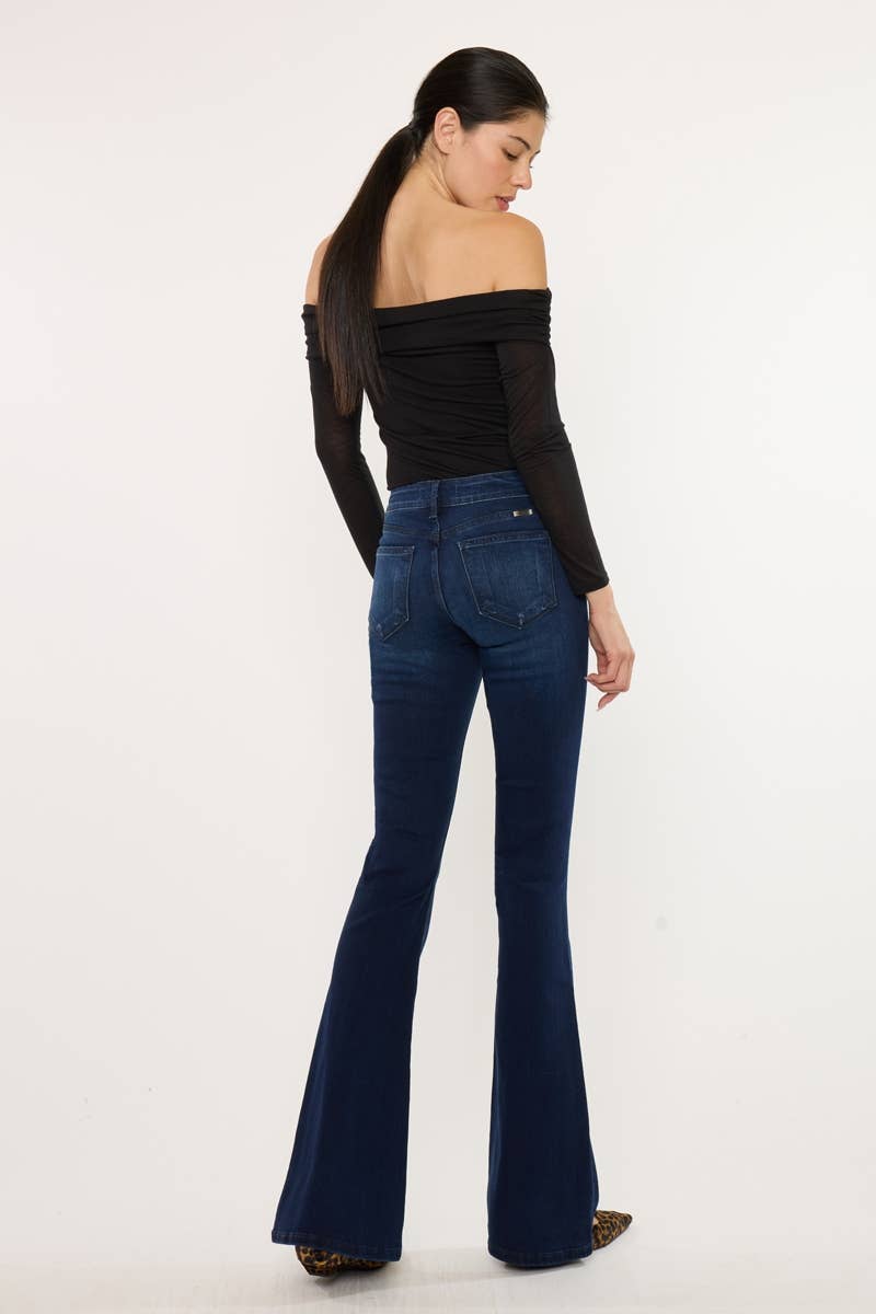 DARK OPEN PACK MID RISE FLARE JEANS-KC6102D-OP for wholesale on Faire4