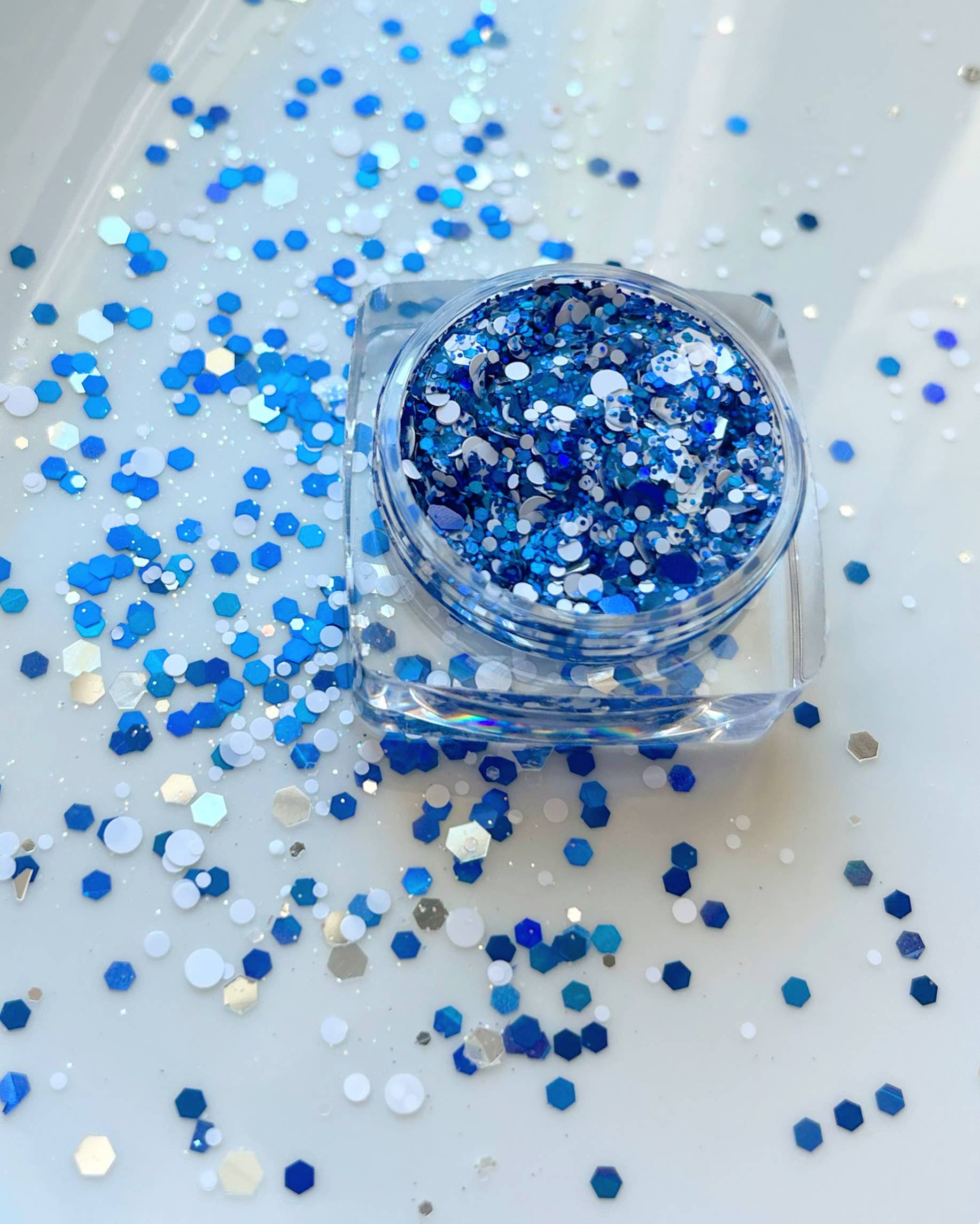 Nola Glitter Goddess - Wholesale Body Glitter/Shimmer - Blue White and Silver Face and Body Glitter Gel