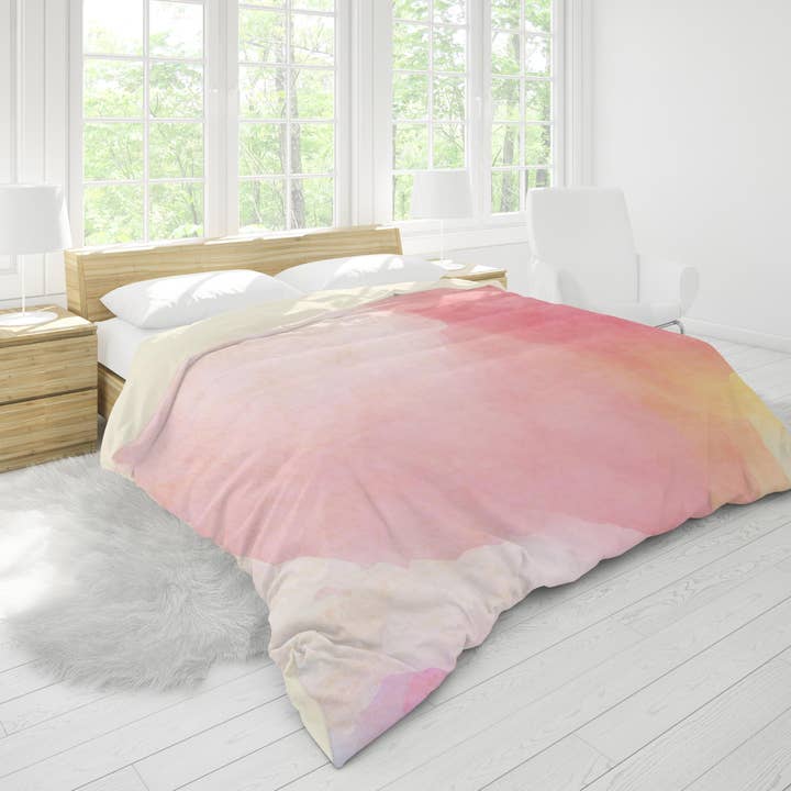 3D Akvarel Rød Pink Dynebetræk Sæt Sengetøj Sæt Pudebetræk 111 for engroshandel hos Jess Art Decoration