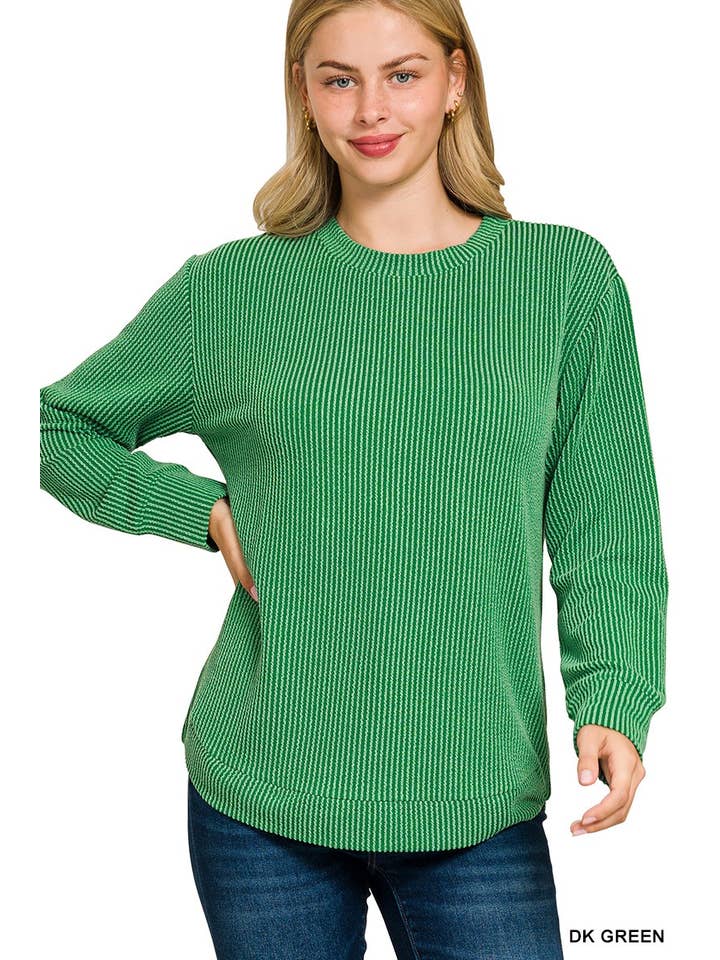Vanilla Monkey - Wholesale Sweatshirt - Women's - Raised Rib Round Neck Long Sleeve Top