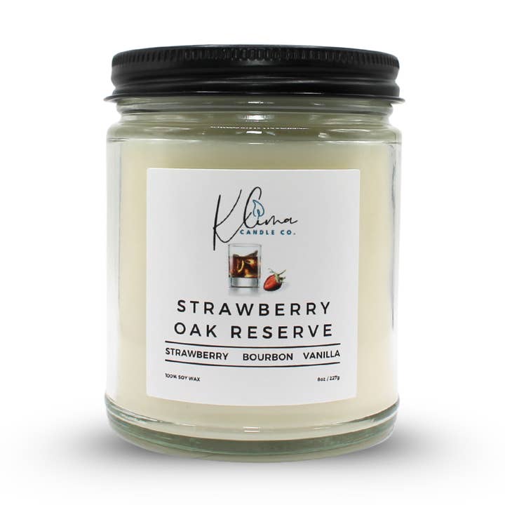 Strawberry Oak Reserve Candle – Bourbon, Strawberry & Vanilla for wholesale by Klima Candle Co