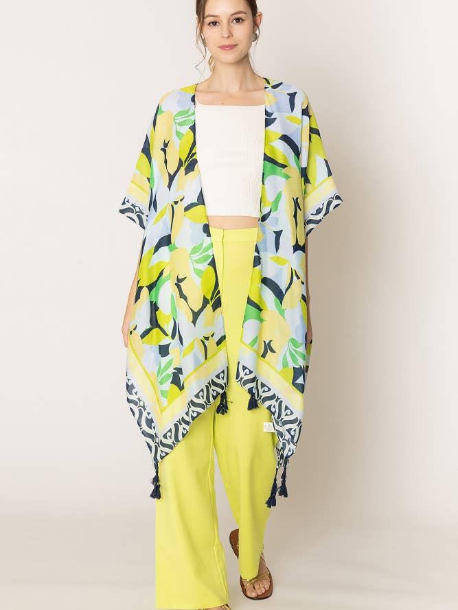 Floral Print Tassel Summer Kimono Cover Up for wholesale by Hana