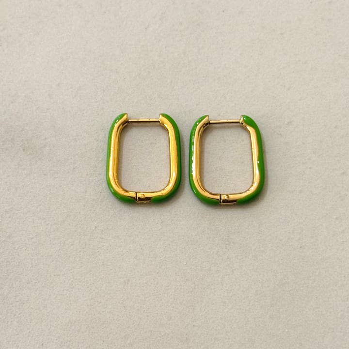 Cassette Barcelona - Wholesale Hoop Earrings - Colorful Rectangular Stainless Steel Earrings4