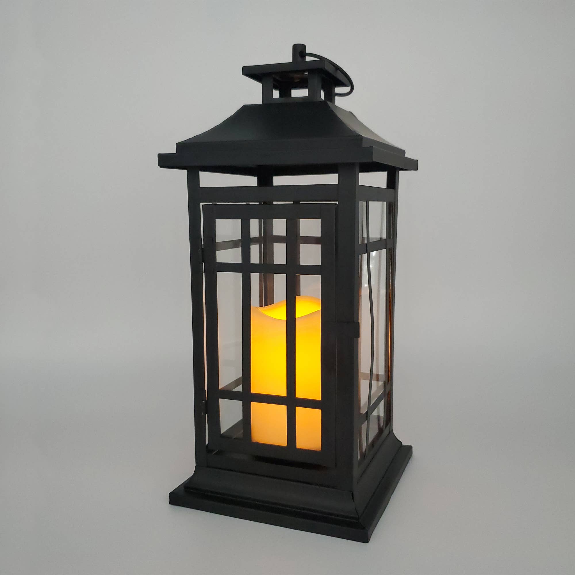 LumaBase - Wholesale Lantern - Battery Operated Metal Lantern with LED Candle - 14"3