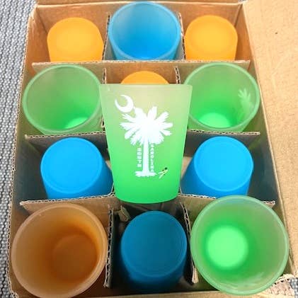 Vaso de Chupito de 2 oz con Árbol de Palma de Carolina del Sur Escarchado y Colorido para venta al por mayor de 7 Star