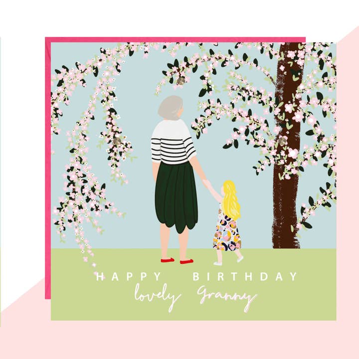 Carte de joyeux anniversaire Granny Blossom pour la vente par Lottie Simpson