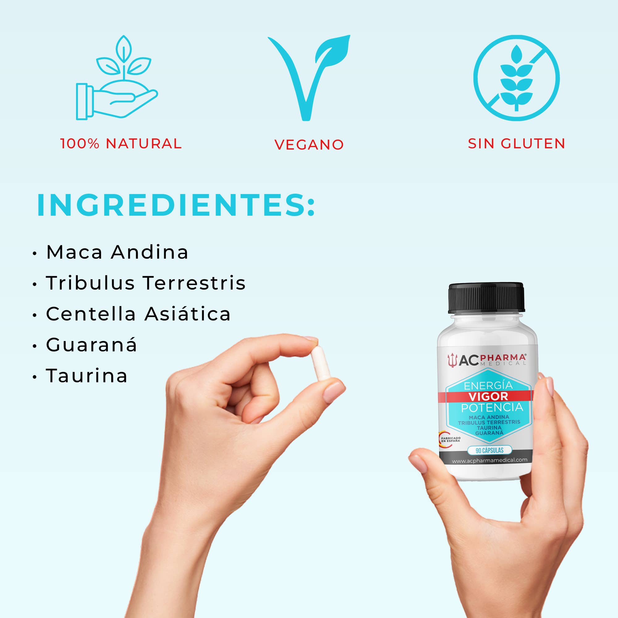 ACPHARMA MEDICAL - Venta al por mayor Suplementos/vitaminas para beber - ENERGÍA Y VIGOR | Aumenta tu fuerza y resistencia 90 Caps1