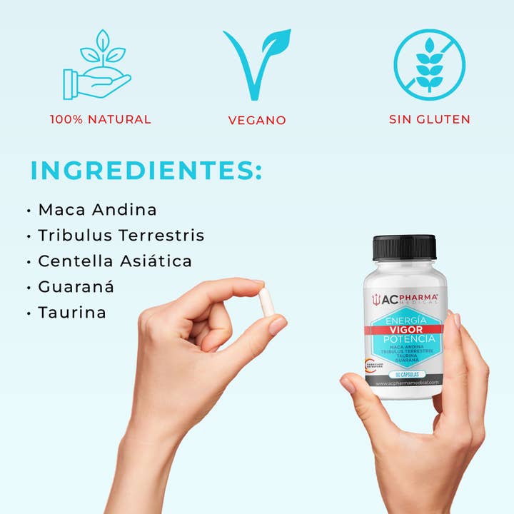 ACPHARMA MEDICAL - Venta al por mayor Suplementos/vitaminas para beber - ENERGÍA Y VIGOR | Aumenta tu fuerza y resistencia 90 Caps1