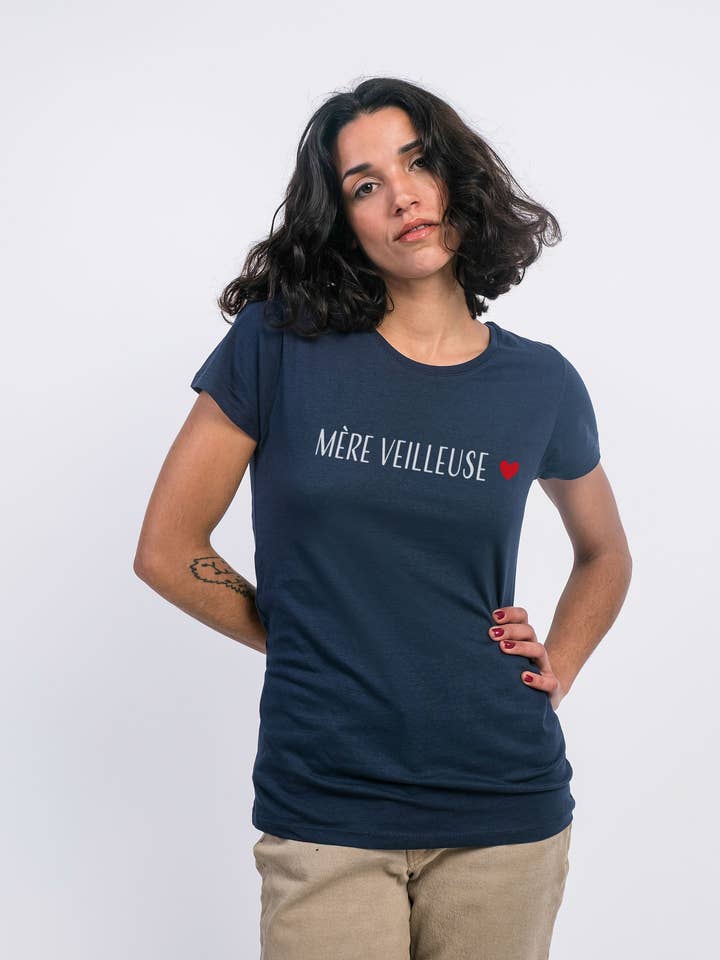 NAVY WOMEN'S T-SHIRT WONDERFUL MOTHER 3 for wholesale by Le Roi du T-shirt