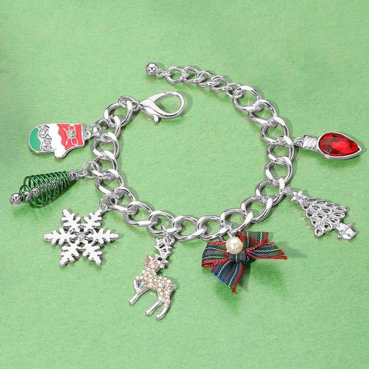 Árvore de Natal Floco de Neve Pérola Laço Lâmpada de Natal Luva Pulseira com Berloques por atacado de Sensibling Corp.