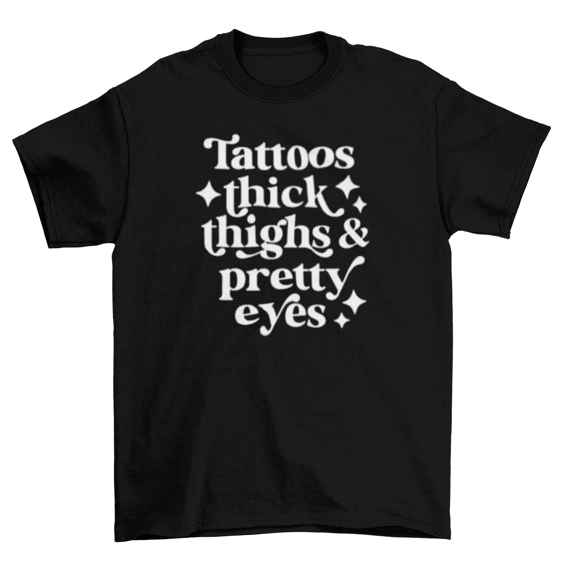 Wickedly Divine Shop - Vendita all'ingrosso Maglietta serigrafata - Donna - Camicia a cosce spesse, Tattoo Pretty Eyes, Tattoo Lover0