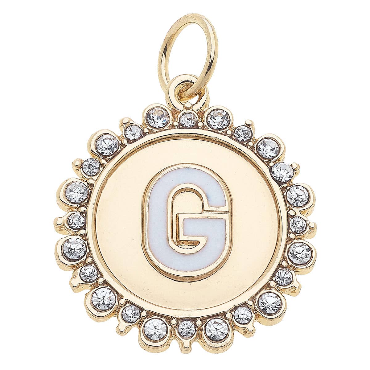 Canvas Style - Wholesale Individual Charm/Pendant - Rhinestone Letter Disc Charm in Shiny Gold6