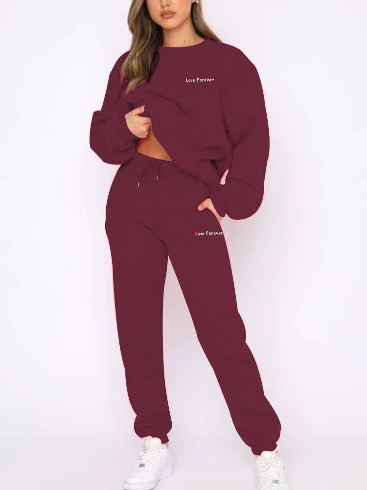 Rosa Clothing - Wholesale Top & Pant Set (NOT Loungewear) - Women's - Hearts Leisure Letter Print Long SleeveSweatshirt Set6