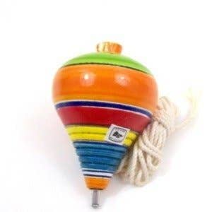 Sanyork Fair Trade - Wholesale Wood Toy - Kids - Mexican Wooden Spinning Top Toy 3.5" with String